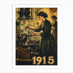 Aihrgdesign A Vintage Poster Showing Women Working In Factori 1190277c E88e 4d2a 80ce 7416de5c8e8f 1 Art Print