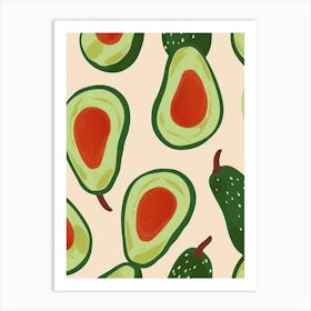 Avocado Pattern Illustration 1 Art Print