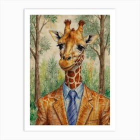 Giraffe In Suit 11 Art Print