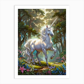 Unicorn In The Forest 19 Art Print