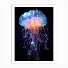 Portuguese Man Of War Jellyfish Neon Illustration 7 Art Print