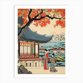 Nijo Castle, Japan Vintage Travel Art 3 Art Print