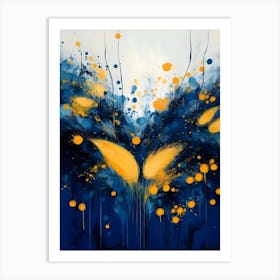 Blue And Yellow Abstract Painting 4 Art Print