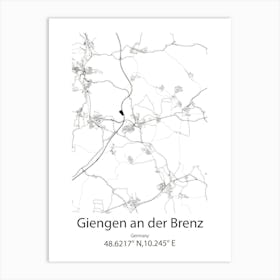 Giengen An Der Brenz,Germany Minimalist Map Art Print