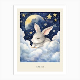 Baby Rabbit 3 Sleeping In The Clouds Nursery Poster Art Print