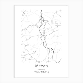 Mersch,Luxembourg Minimalist Map Art Print