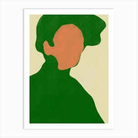 Minimal Portrait In Green Art Print