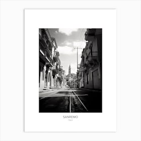 Poster Of Sanremo, Italy, Black And White Photo 2 Art Print