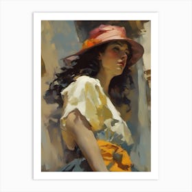 Woman In A Hat 3 Art Print