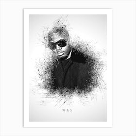 Nas Rapper Sketch Art Print