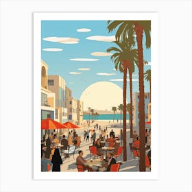 Venice Beach California, Usa, Graphic Illustration 4 Art Print