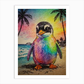 Rainbow Penguin Art Print