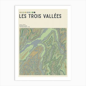 Les Trois Vallees France Topographic Contour Map Art Print