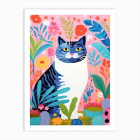 Cat In The Garden, Matisse Inspired Art Print