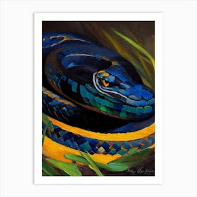 Black Moccasin Snake Painting Art Print