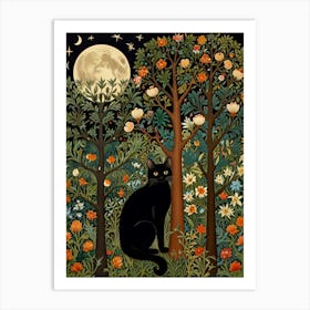 Cat In The Forest Style William Morris 6 Art Print