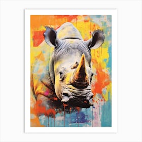 Rhino Colourful Screen Print Inspired 2 Art Print