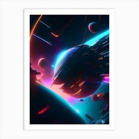Gravity Assist Neon Nights Space Art Print
