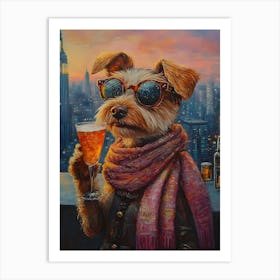 City Dog At Rooftop Bar 5 Art Print