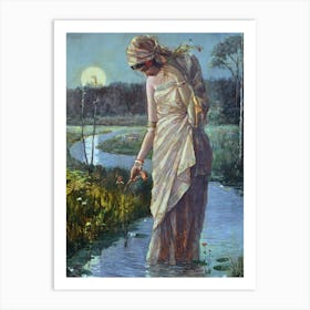 Woman in Moonlight c1930 by Hemendranath Mazumdar (Indian, 1894–1948) HD Remastered Immaculate Art Print