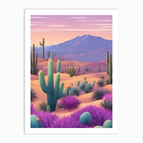 Desert Landscape With Cactus 1 Art Print