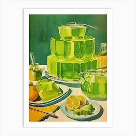 Vibrant Green Jelly Vintage Retro Illustration 2 Art Print