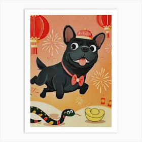 French Bulldog Pup Says 'Happy New Year' in Mandarin Affiche