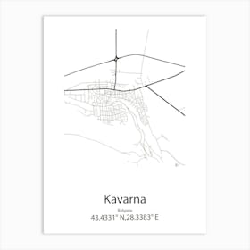 Kavarna,Bulgaria Minimalist Map Art Print