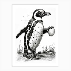 African Penguin Balancing Eggs 4 Art Print