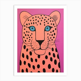 Pink Polka Dot Cougar 3 Art Print