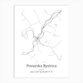 Povazska Bystrica,Slovakia Minimalist Map Art Print