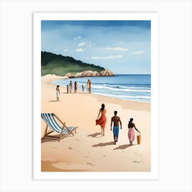 People On The Beach Painting (61) Art Print