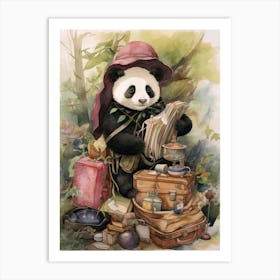 Panda Art Traveling Watercolour 2 Art Print