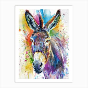 Donkey Colourful Watercolour 4 Art Print