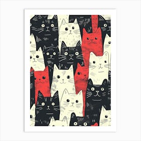 Perfectly Repeatable Artwork With Cute Cat Faces 62 Art Print