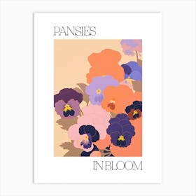 Pansies In Bloom Flowers Bold Illustration 1 Art Print