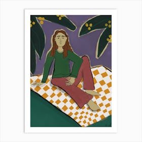 Woman Forrest Picnic Art Print