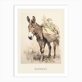 Beatrix Potter Inspired  Animal Watercolour Donkey 1 Art Print