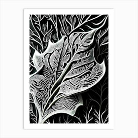 Lime Leaf Linocut 1 Art Print