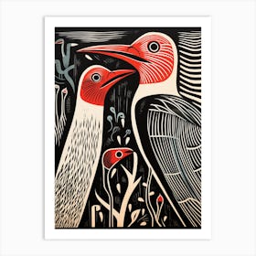 Birds linocut Art Print