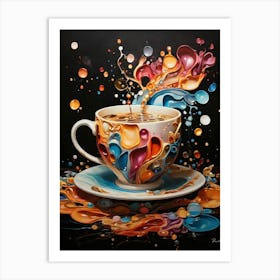 Coffee Cup With Splashes Art Print