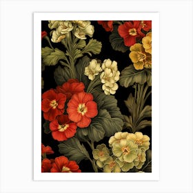 English Primrose 1 William Morris Style Winter Florals Art Print