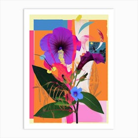 Petunia 1 Neon Flower Collage Art Print