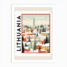 Retro Winter Stamp Poster Vilnius Lithuania 1 Art Print