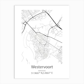 Westervoort,Netherlands Minimalist Map Art Print