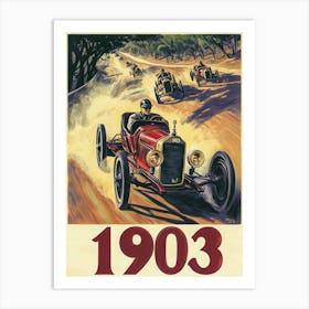 Aihrgdesign A Vintage Travel Poster Of An Early 1903 Automobi 36c87340 A906 48d3 907a 3e622571ce4c 3 Art Print