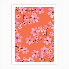 Cherry Blossom | 10 - Orange And Pink Art Print