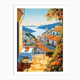 Amalfi Coast, Italy, Graphic Illustration 1 Art Print