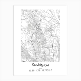 Koshigaya,Japan Minimalist Map Affiche