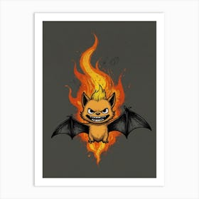 Bat In Flames Art Print